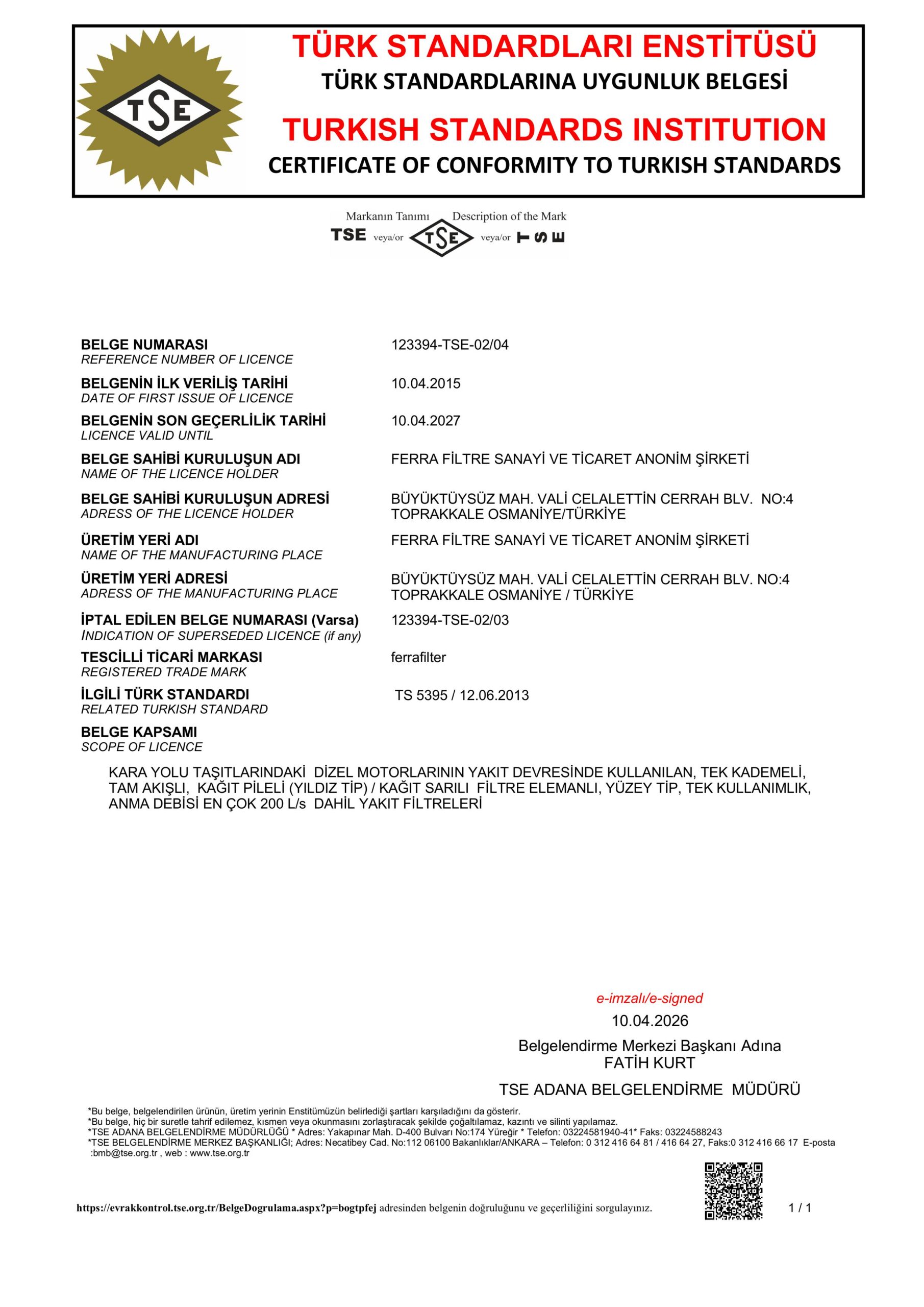 TSE TS 5395 fuel filter valid 270410 1 scaled